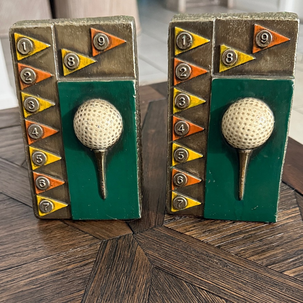 Vintage Marion Bronze Golf Bookends | Collectible Sports Decor